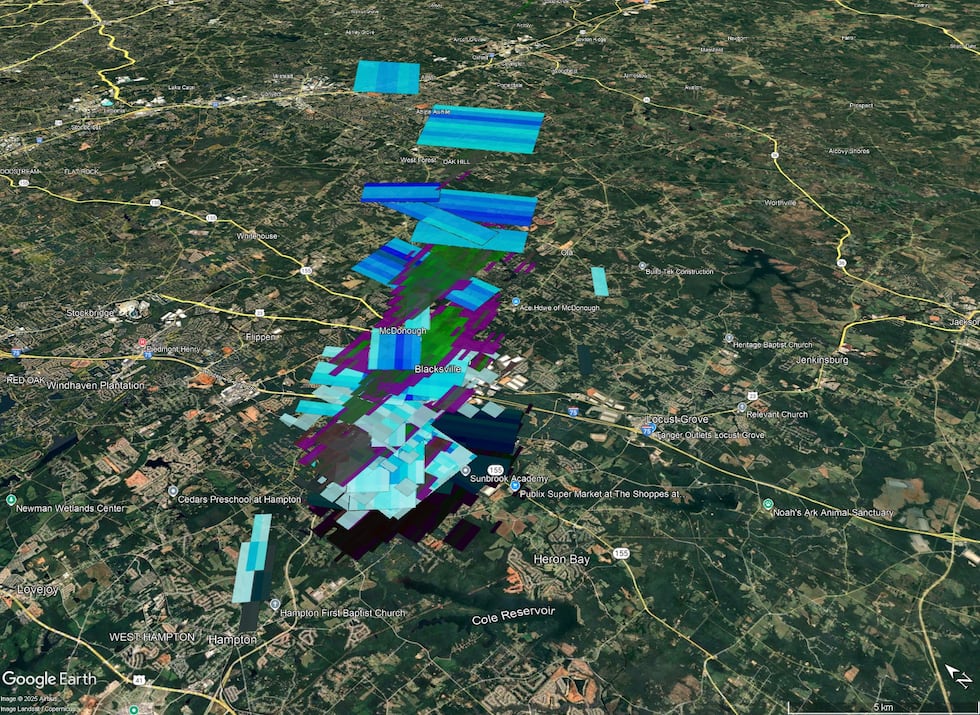 The fall appears in data from five different NEXRAD and TDWR radars.