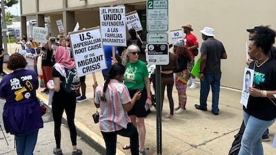 The rally started Monday afternoon and was still going on past 3:30 p.m at the field office in...