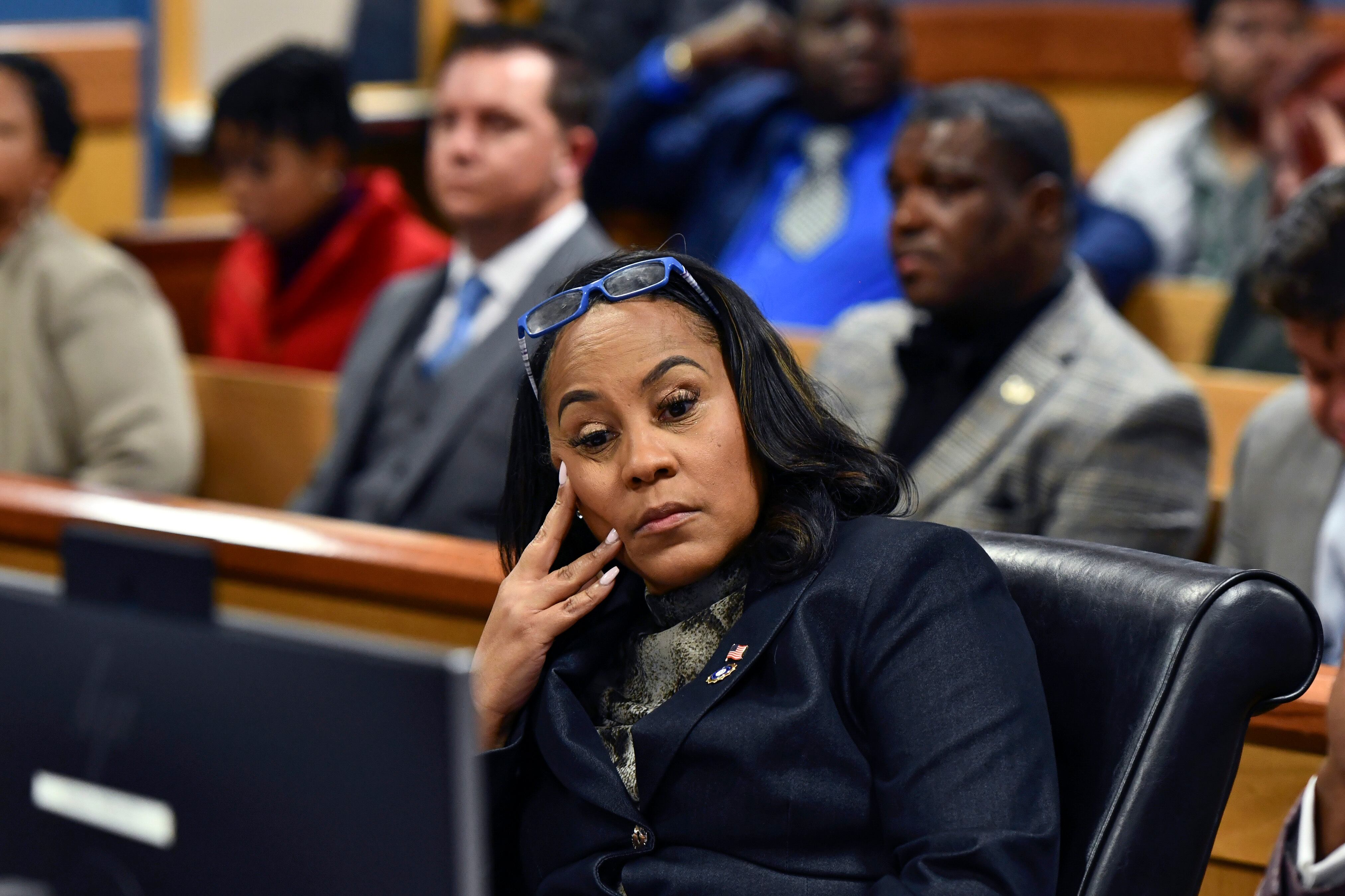 FILE - Fulton County District Attorney Fani Willis appears during a hearing regarding...