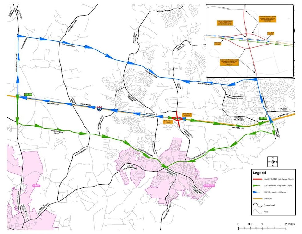 Lewiston Road detour map.