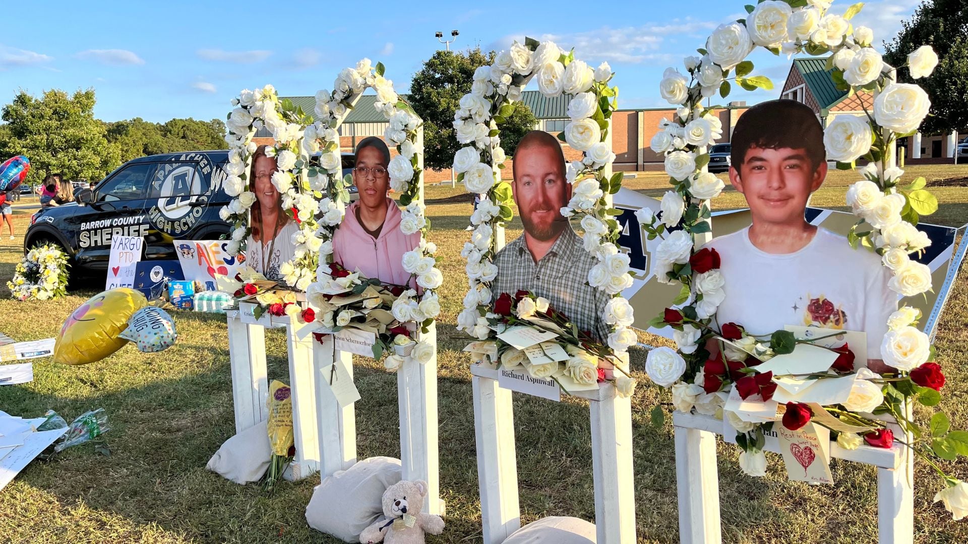 Apalachee High School shooting victims memorial, Sunday, Sept. 8, 2024.