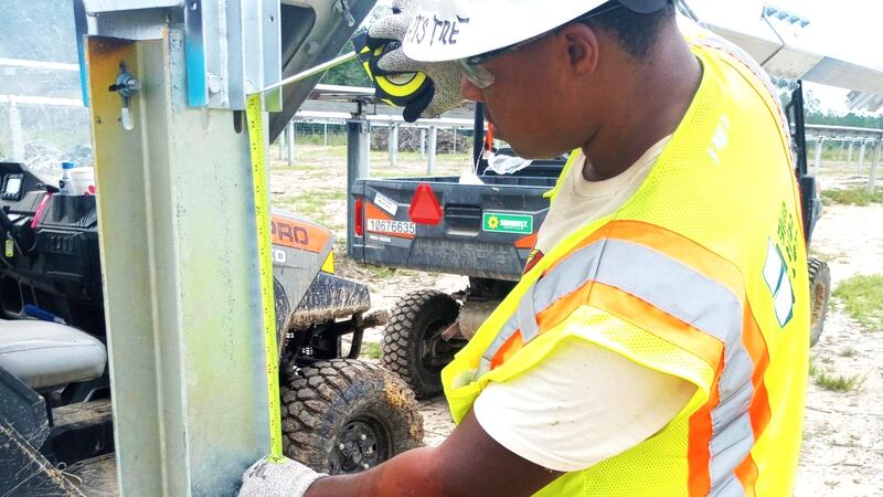 Cameron Swinson helped with the Bulldog Solar project in Warren County, Ga.