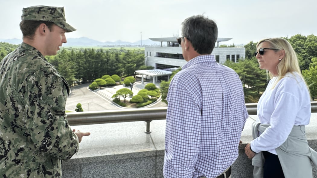 Georgia Gov. Brian Kemp was ed by first lady Marty Kemp in touring the Korean...