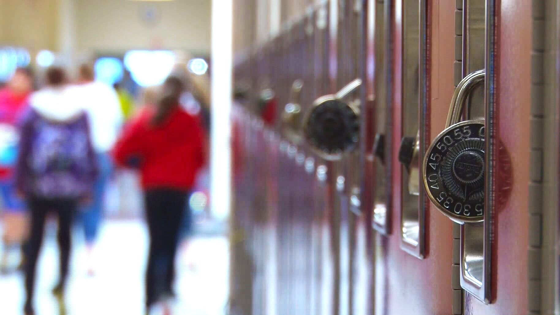 students in school hallway