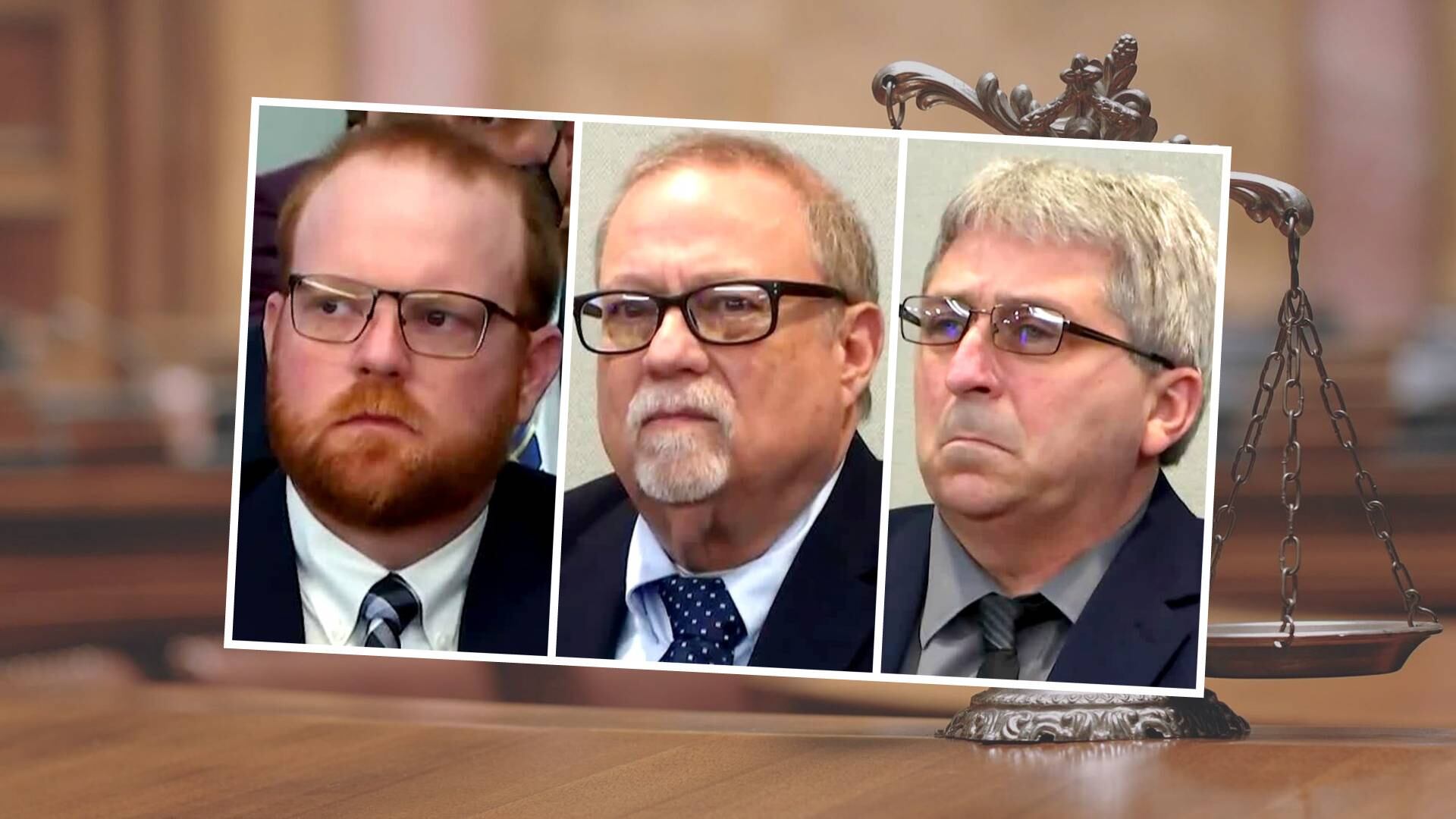 From left: Travis McMichael, Gregory McMichael and William "Roddie" Bryan