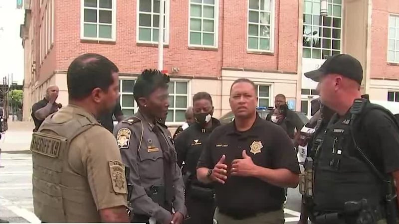 A Fulton County deputy was stabbed multiple times Monday morning by a detainee.