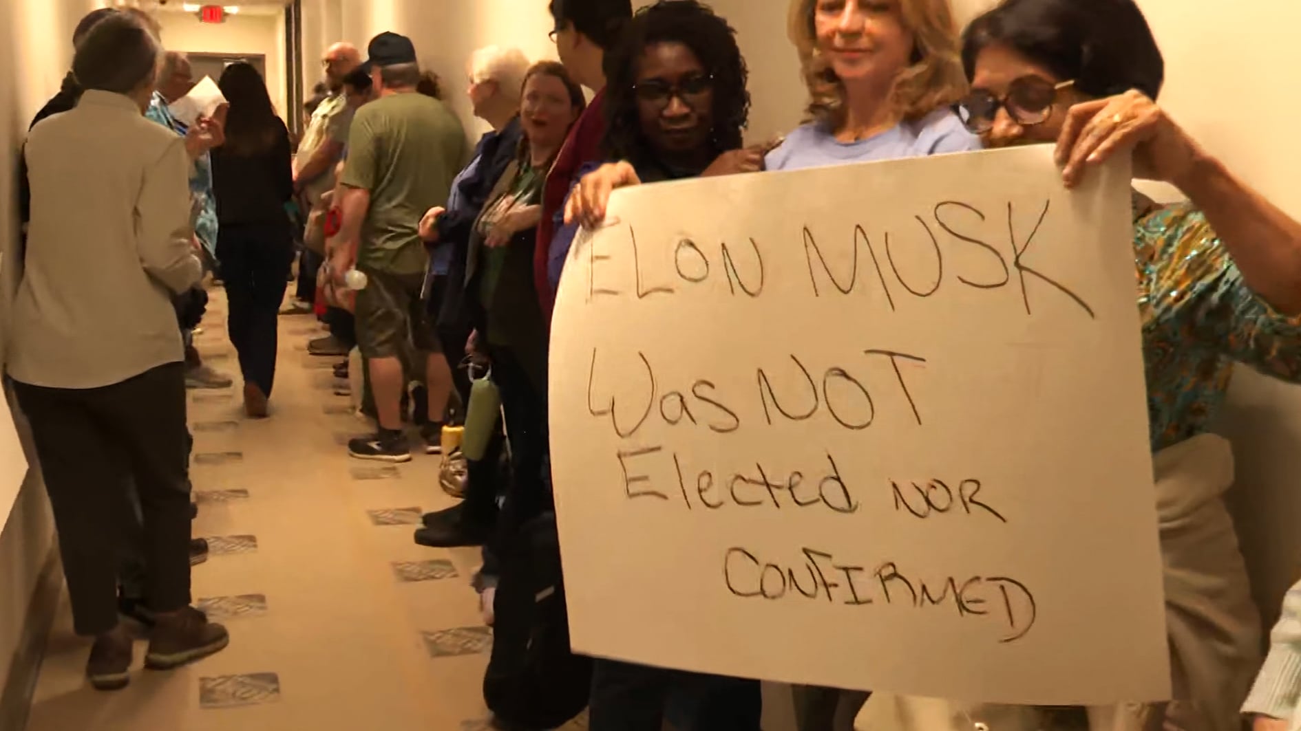 Protesters showed up at Rick Allen's Augusta office.