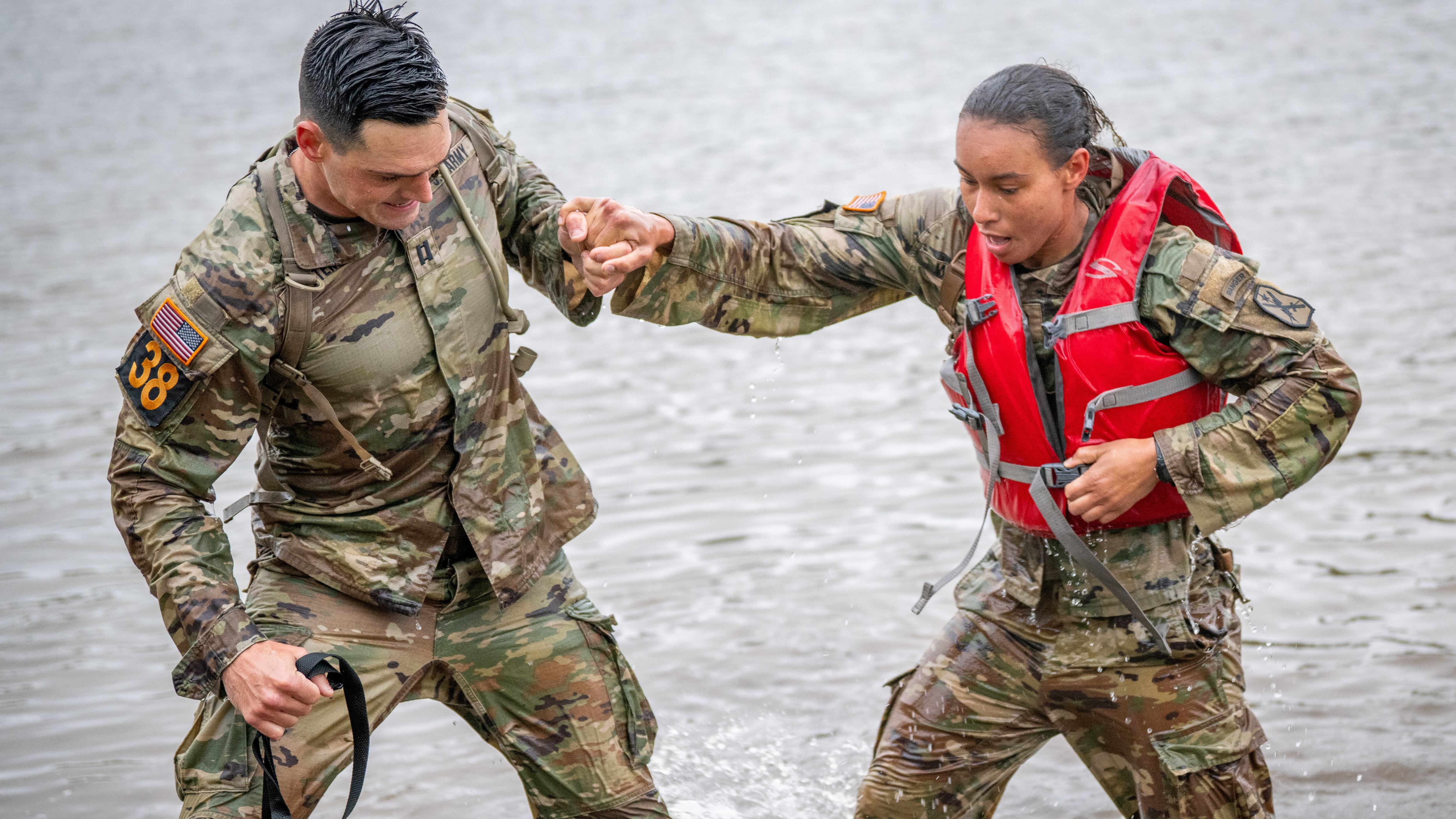 This image provided by the U.S. Army shows Capt. Seth Deltenre, left, and 1st Lt. Gabrielle...
