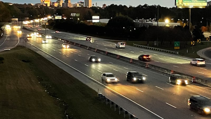Traffic moves along I-126 near downtown Columbia on Nov. 22, 2023.