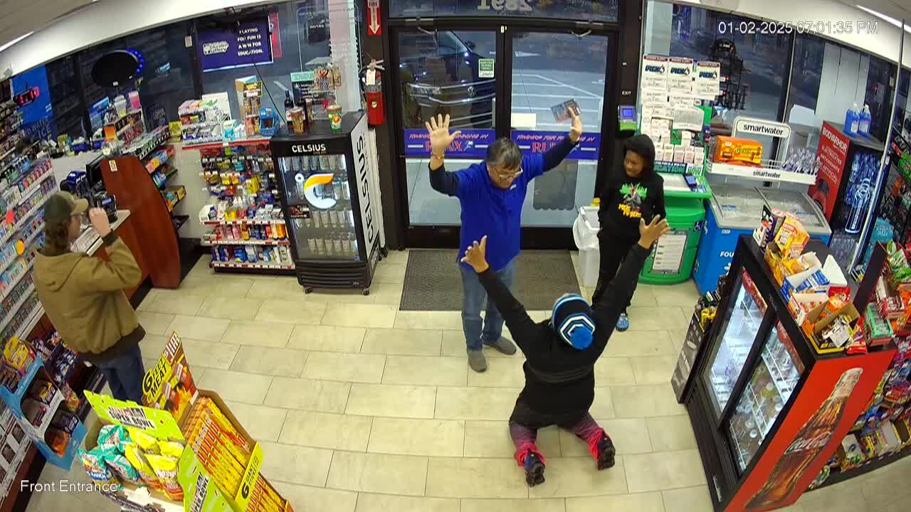 Surveillance video captured the moment a woman realized she won $250,000 on a scratch-off...