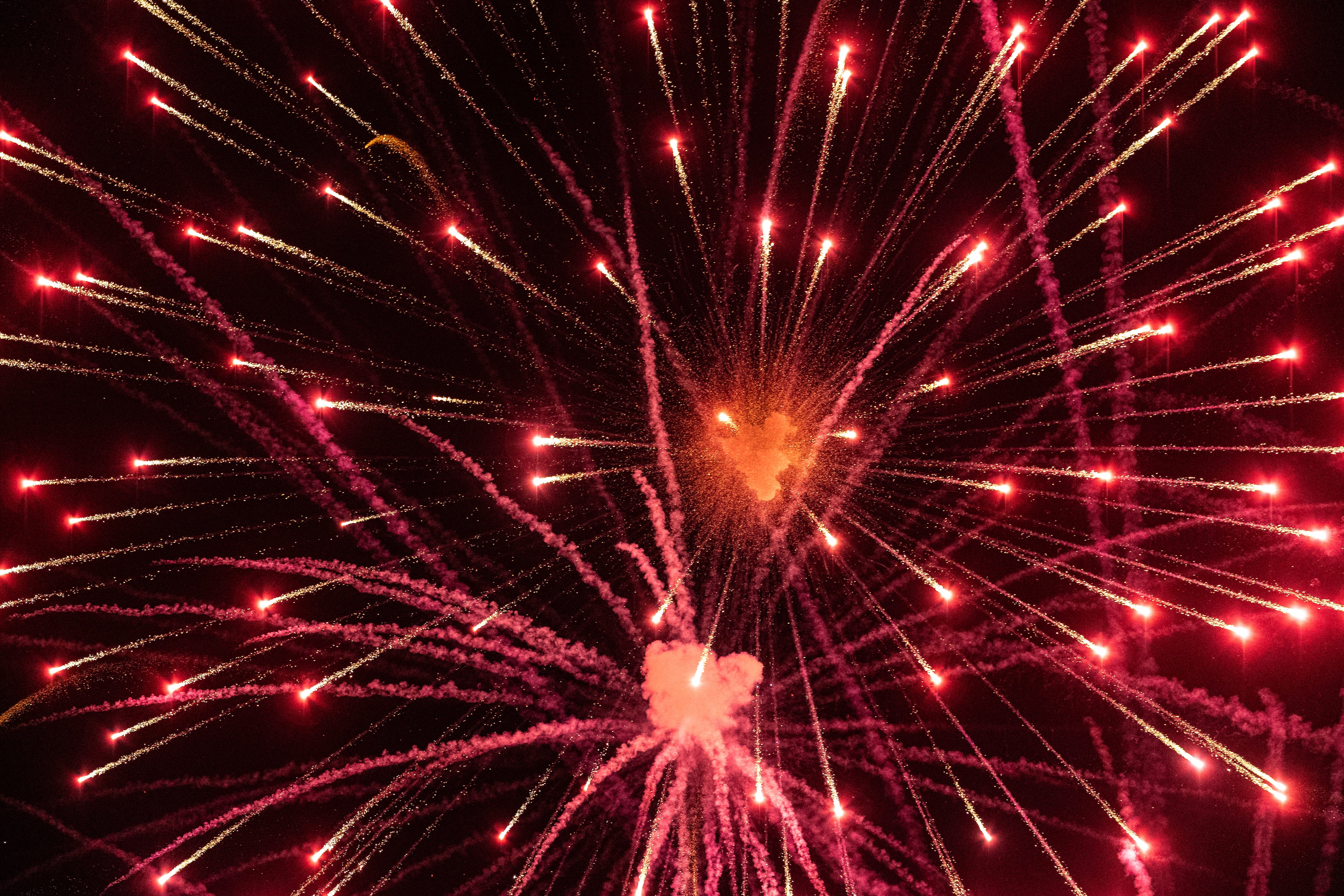 Spectators gather on the bleachers of Jerome High School to view the fireworks show, Saturday,...