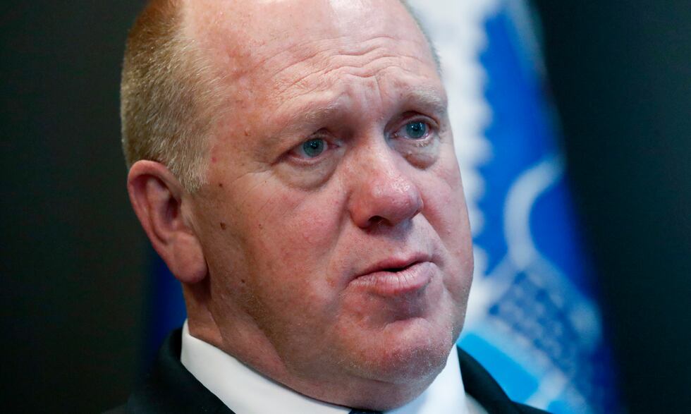 FILE - U.S. Immigration and Customs Enforcement acting director Thomas Homan speaks during an...