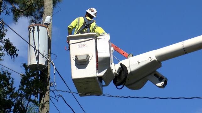 Power crews working to restore power in Chatham County, Georgia.
