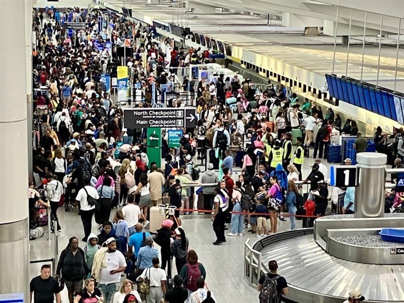 Frontier Airlines and Spirit Airlines check-in at Hartsfield-Jackson International Airport...