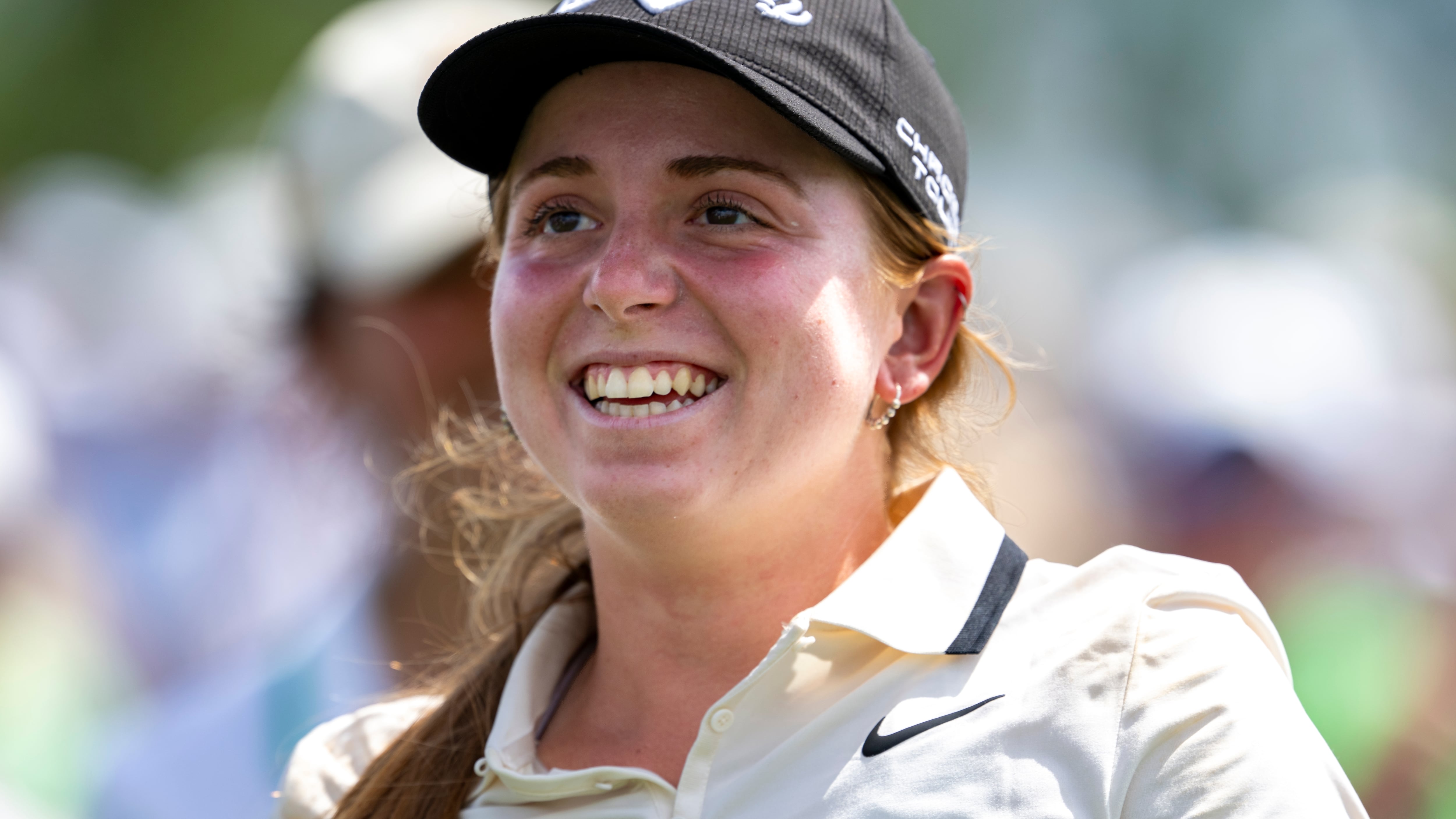 Carla Bernat Escuder of Spain celebrates after putting out on No. 18 during the final round of...