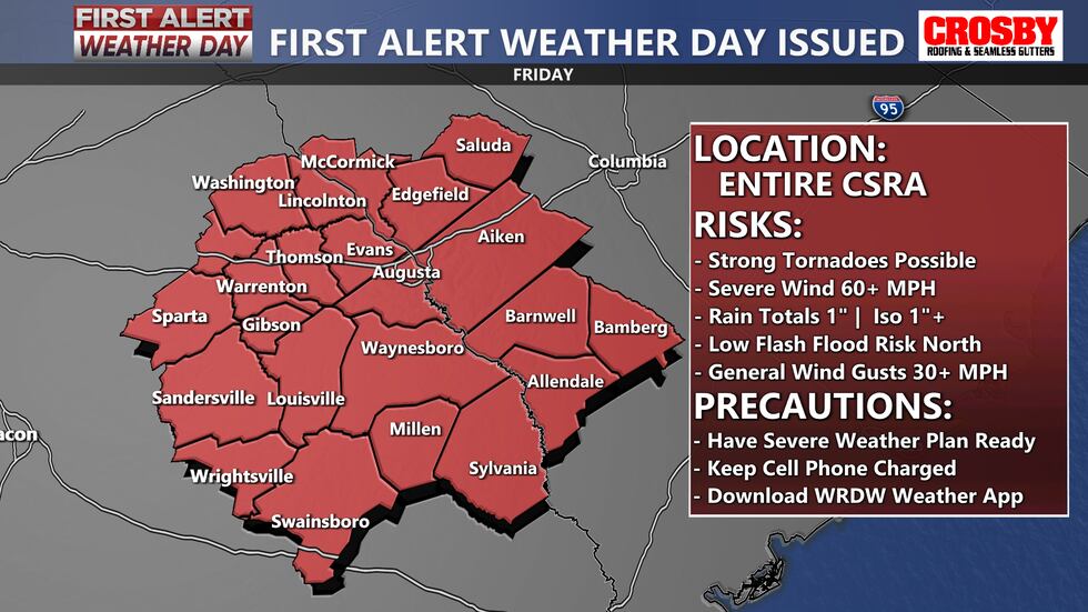 We are tracking the threat for isolated strong tornadoes (EF 2+) and damaging winds once again...