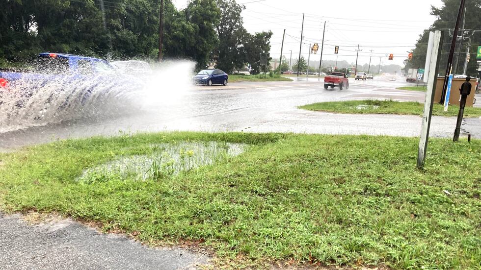 Water was standing on Aiken roadways as Idalia moved into the CSRA on the afternoon of Aug....