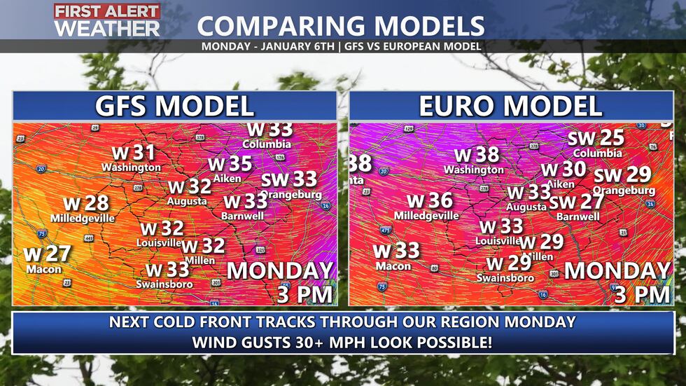 Chilly wind gusts over 30 MPH look likely tomorrow afternoon behind the front. Temperatures...