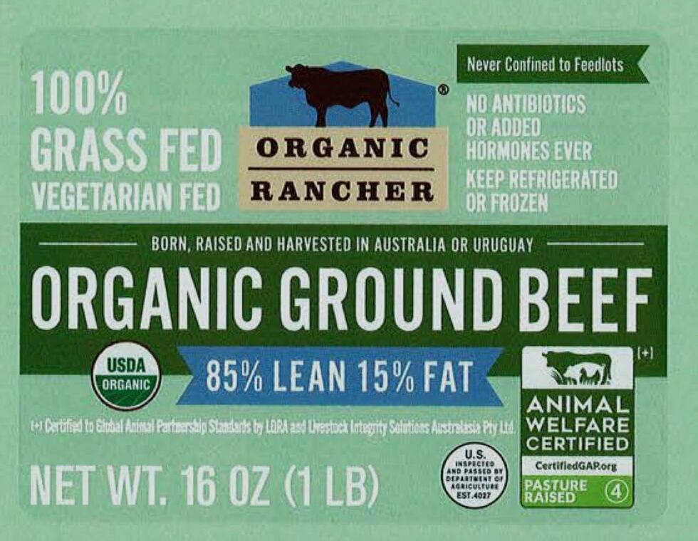 This image provided by the U.S. Safety and Inspection Service shows a package of Organic...
