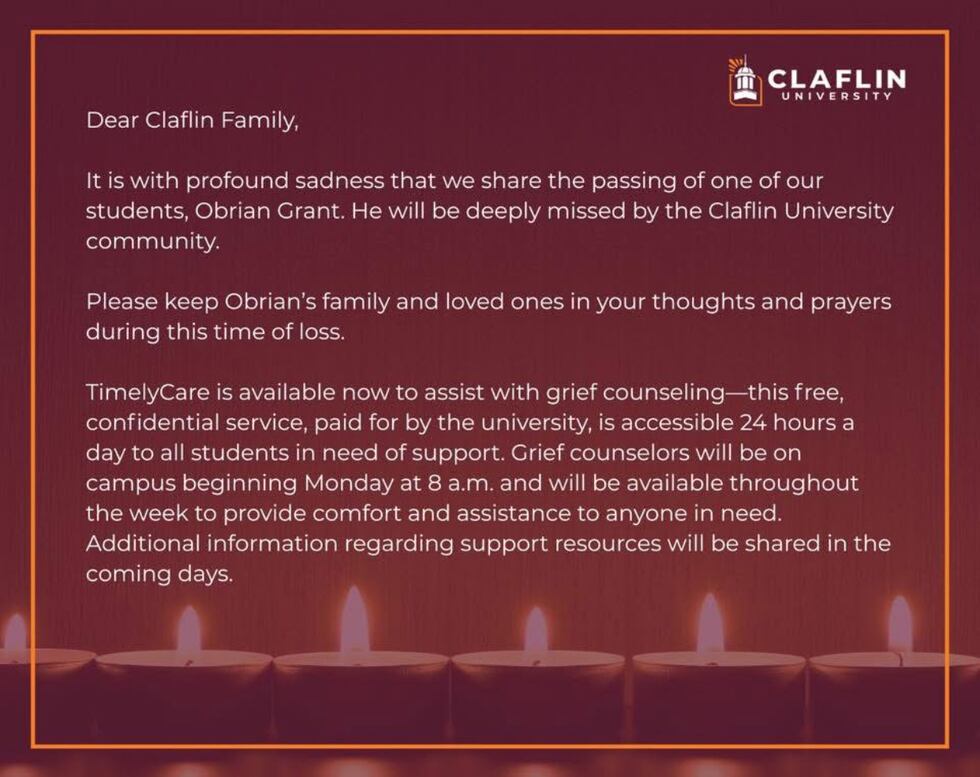 The university released a statement on the death of one of their students