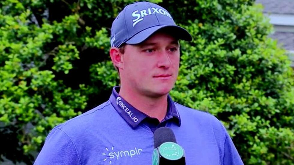 Sepp Straka gives a brief interview on April 3, 2023, at Augusta National Golf Club.