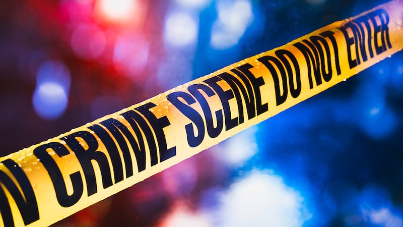 Crime scene on a rainy night with selective focus / high contrast image