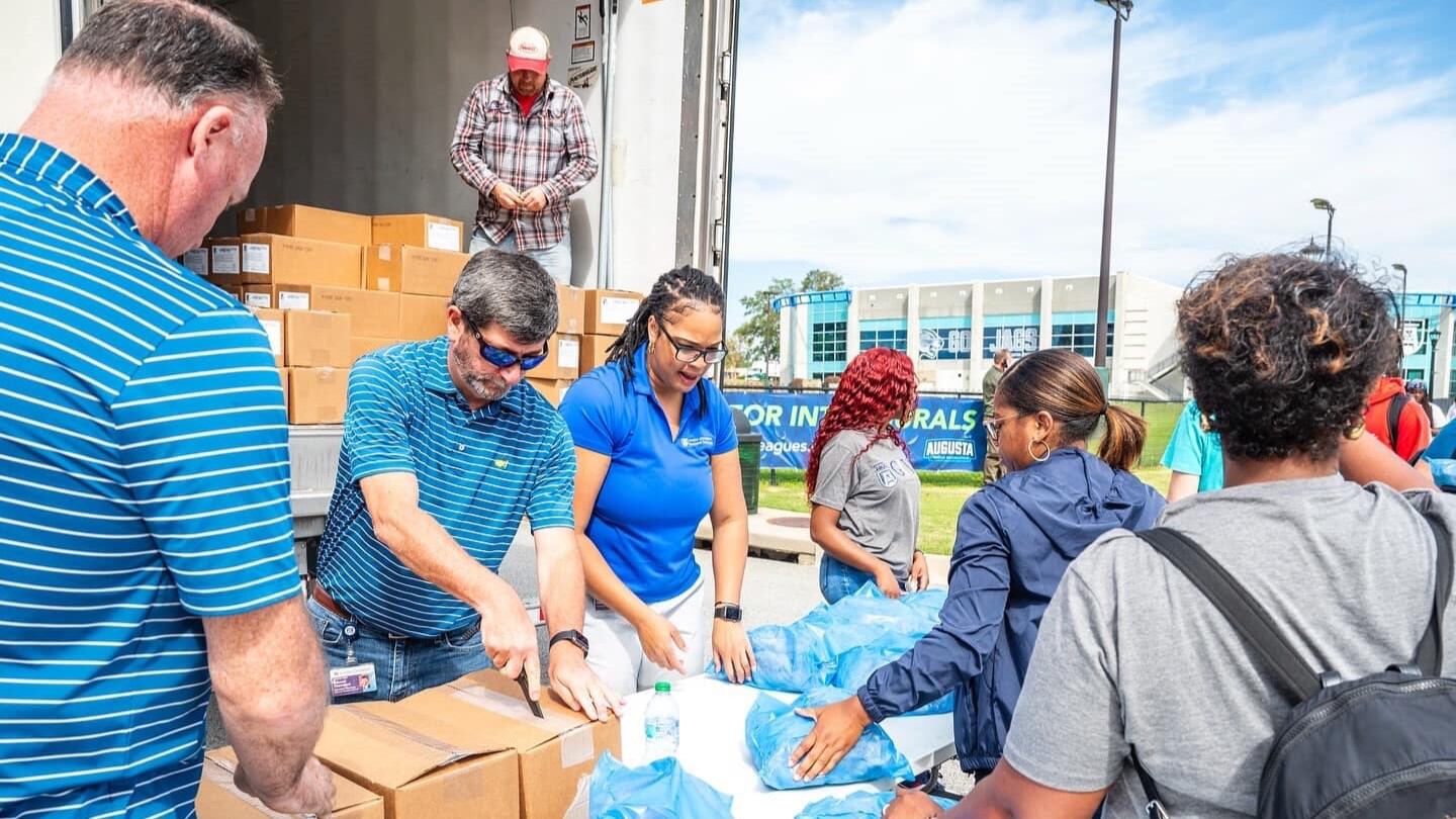 Gold Creek Foods donated breaded chicken strips to Augusta University on Oct. 8.